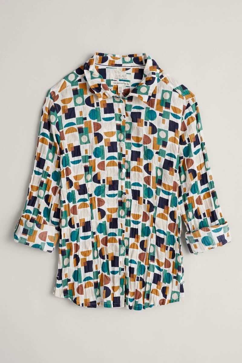 Strijkvrije blouse van biologisch katoen | Seasalt Cornwall Larissa shirt artist's geo mineral