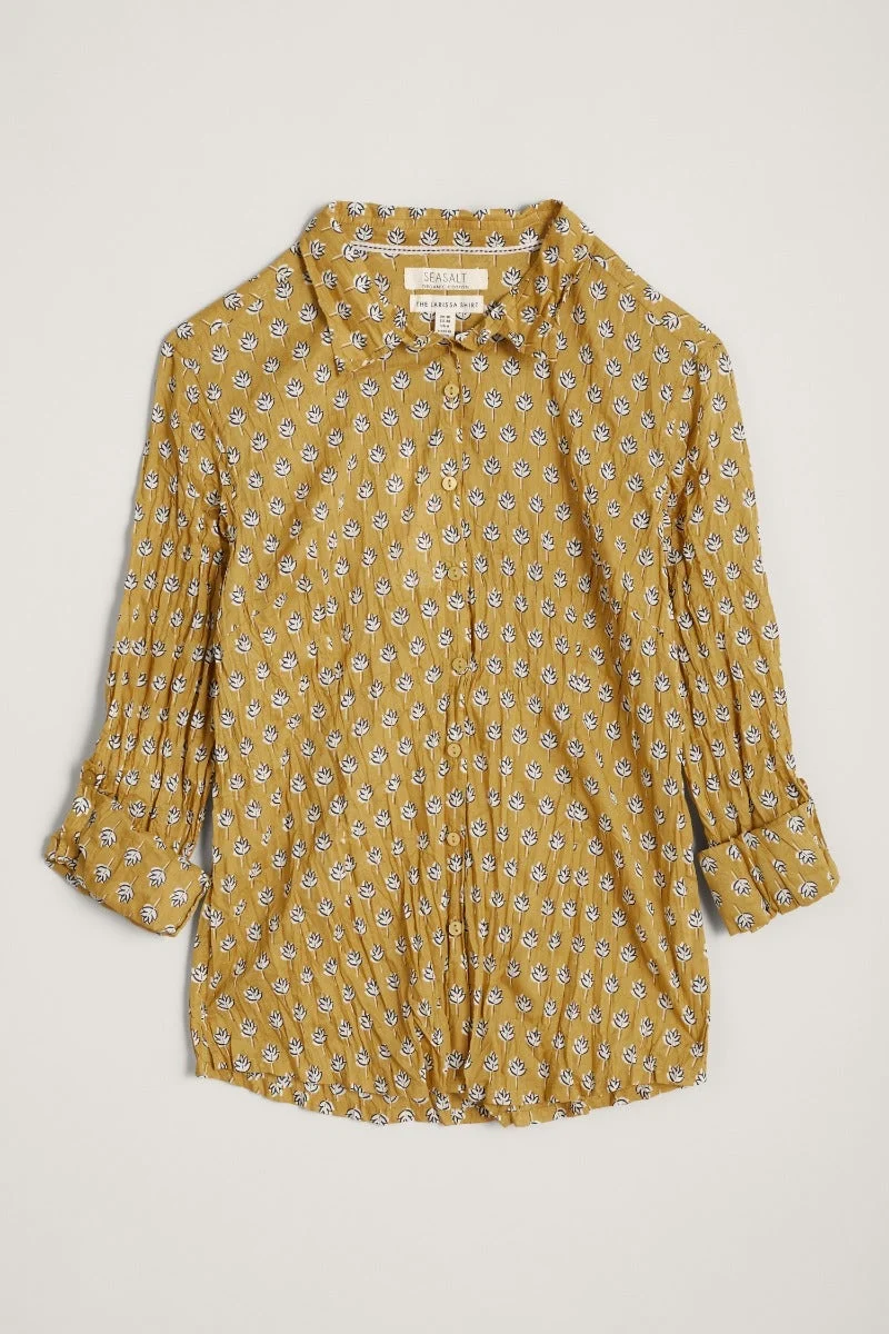 Kreukelblouse met bladerenprint | Seasalt Cornwall Larissa shirt leaf print pear