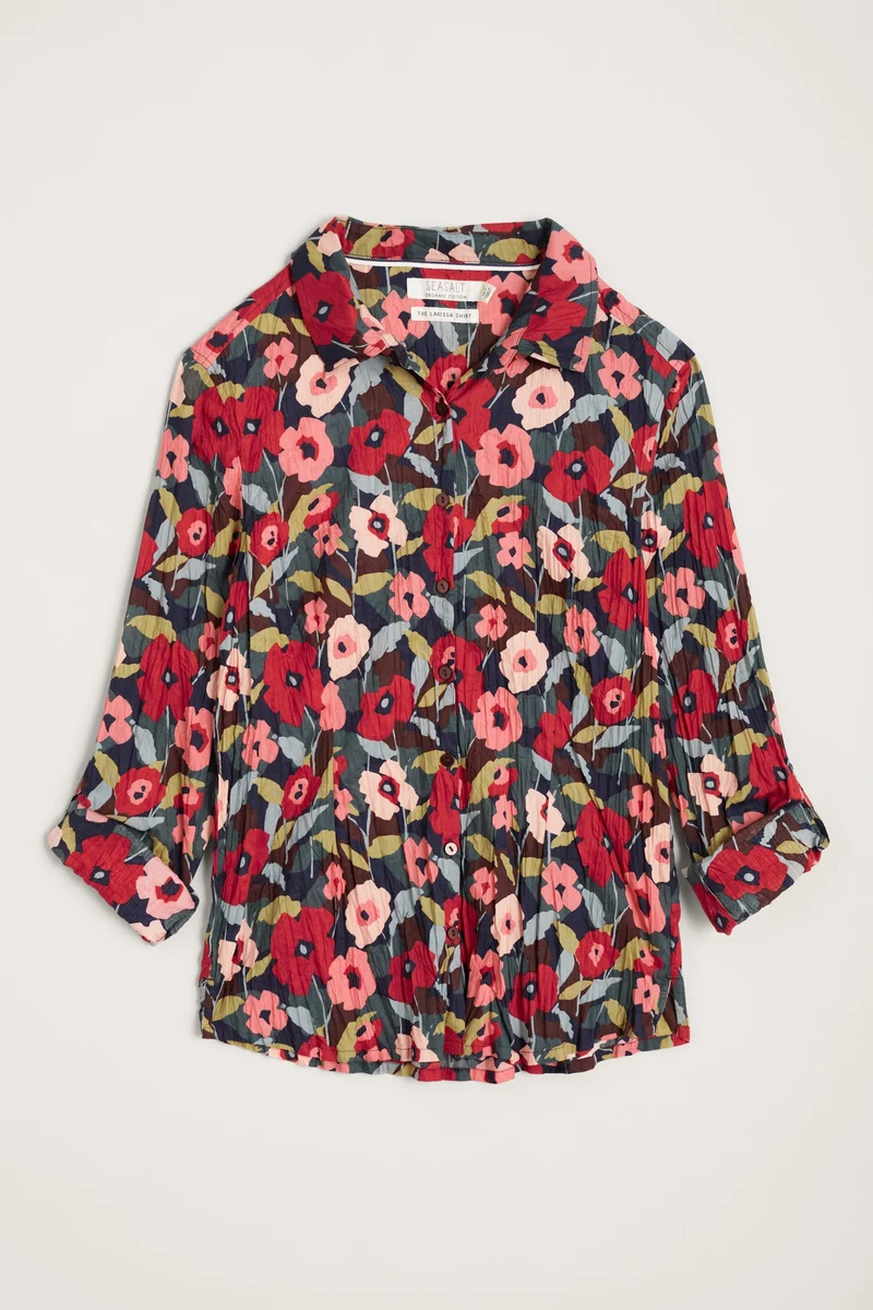 Blouse met klaprozenprint | Seasalt Cornwall Larissa shirt poppy painting carob
