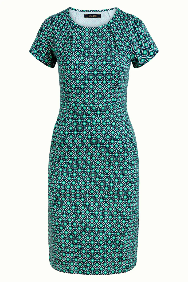 Groene jurk met handige zakken | King Louie Mona dress crespo oil green