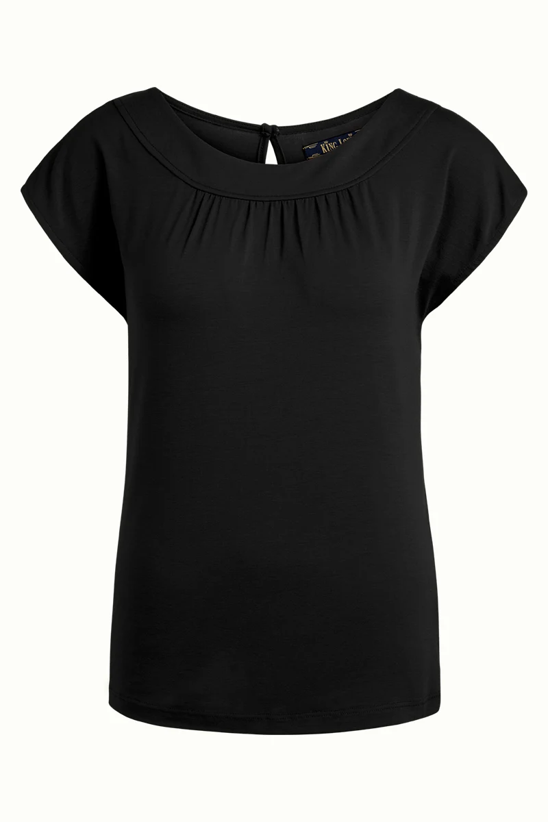 Zwarte top met keyhole | King louie Shirley top ecovero light black