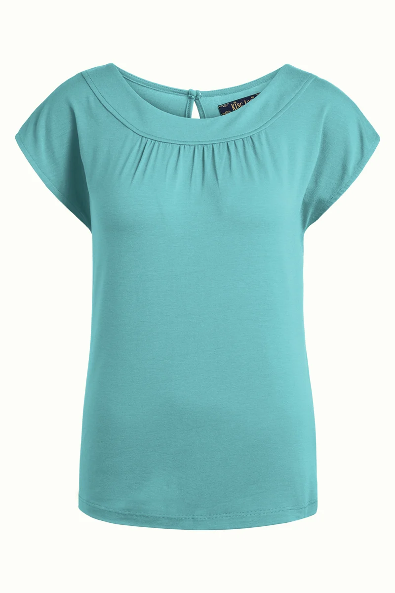Groene top met ronde hals | King louie Shirley top ecovero light matcha green