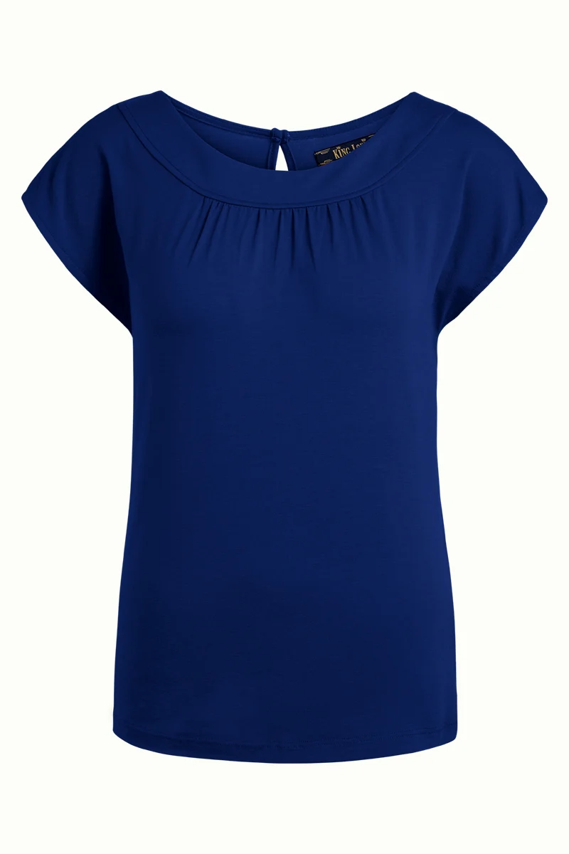 Blauwe top met ronde hals | King louie Shirley top ecovero light dazzling blue