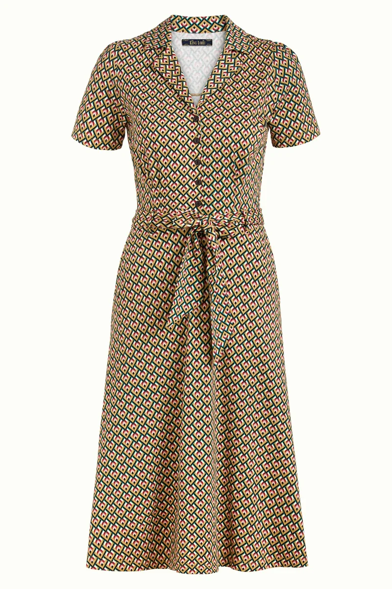Overhemdjurk met strikceintuur | King Louie sheeva dress naranja chartreuse yellow