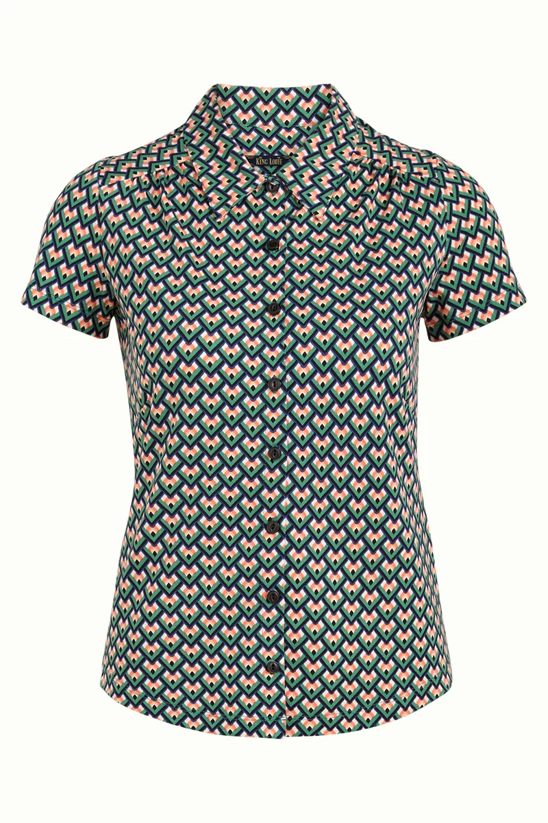 Blouse van duurzame viscose | King Louie blouse naranja neptune green