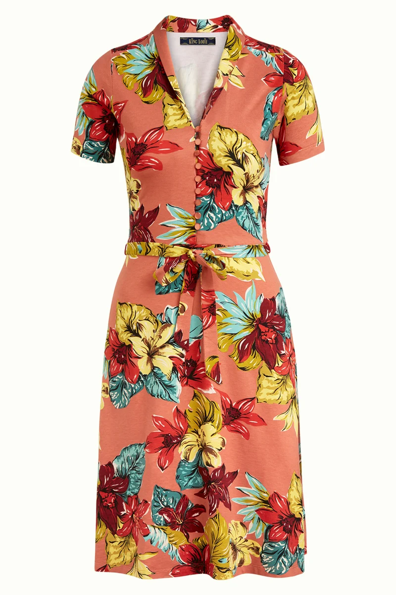 Jurk van duurzame viscose | King Louie Emmy dress paraiso apricot pink