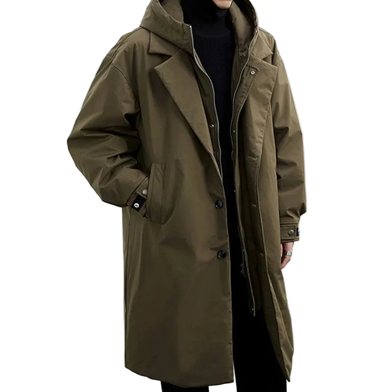Heren Trenchcoat met Capuchon en Oversized Pasvorm