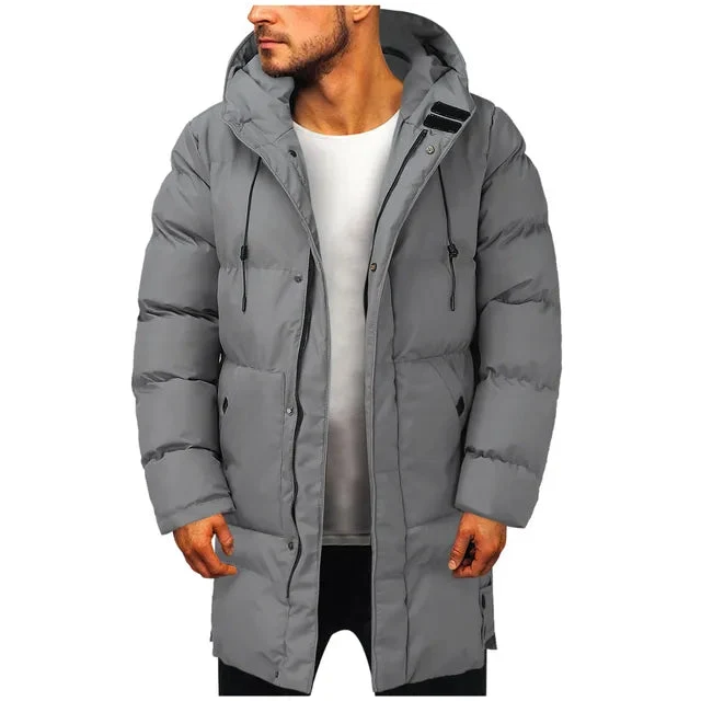 Heren Puffer Jas met Lange Capuchon en Ruime Zakken