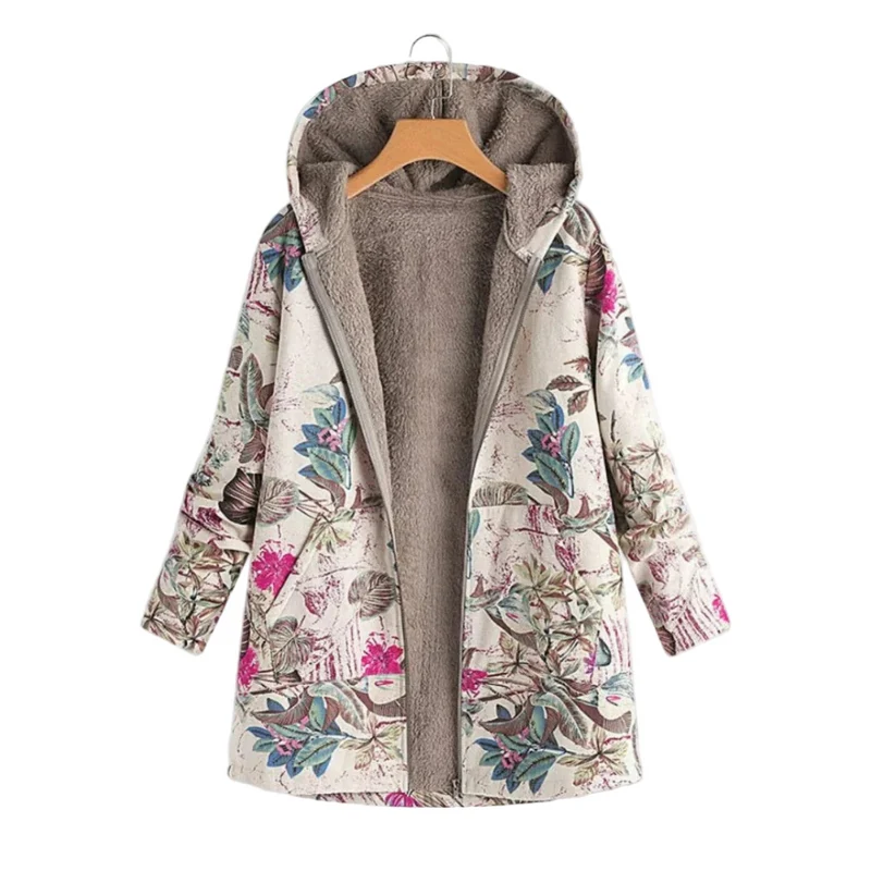 Dames Patchworkjack met Capuchon en Fleecevoering