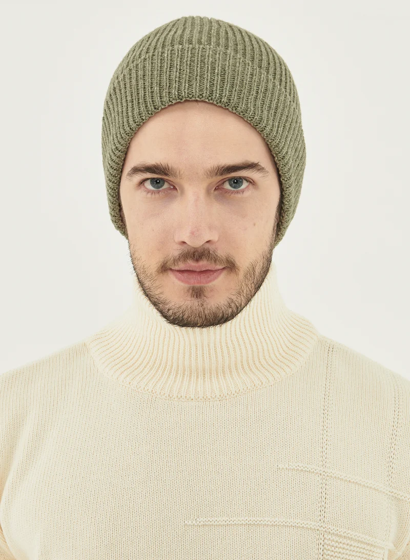 Groene uniseks muts | Organication unisex wool beanie khaki