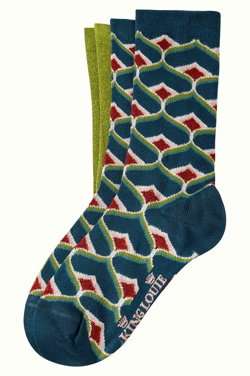 2 paar comfortabele sokken | King Louie socks 2-pack spades dragonfly green