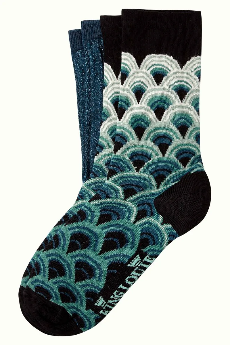 Sokken van vochtopnemend bamboe | King Louie socks 2-pack pastery dragonfly green