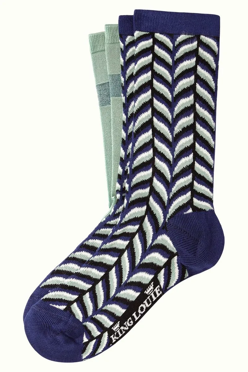 2 paar sokken in blauwtinten | King Louie socks 2-pack mistletoe dazzling blue
