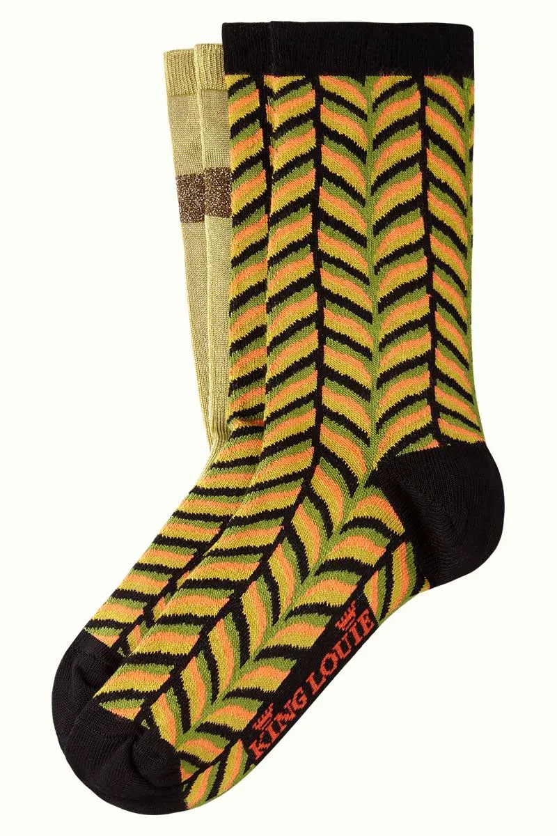 Sokken met glitterdetail | King Louie socks 2-pack mistletoe black