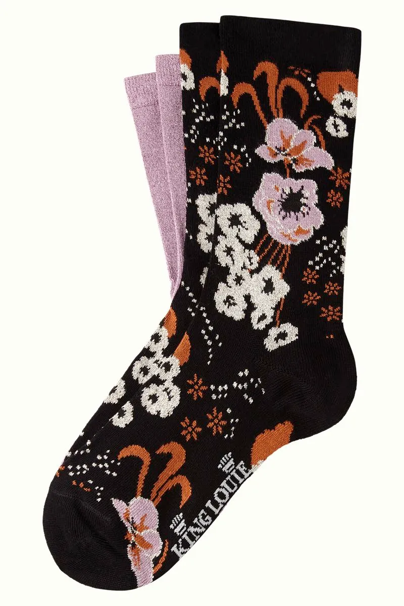 2 paar zachte sokken | King Louie socks 2-pack bloomsbury black