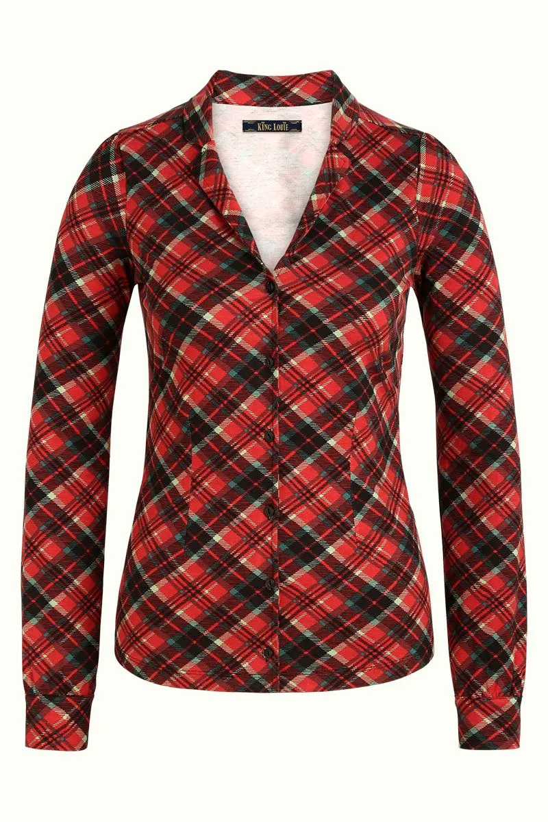 Getailleerde blouse met ruitprint | King Louie Patty blouse chatham icon red