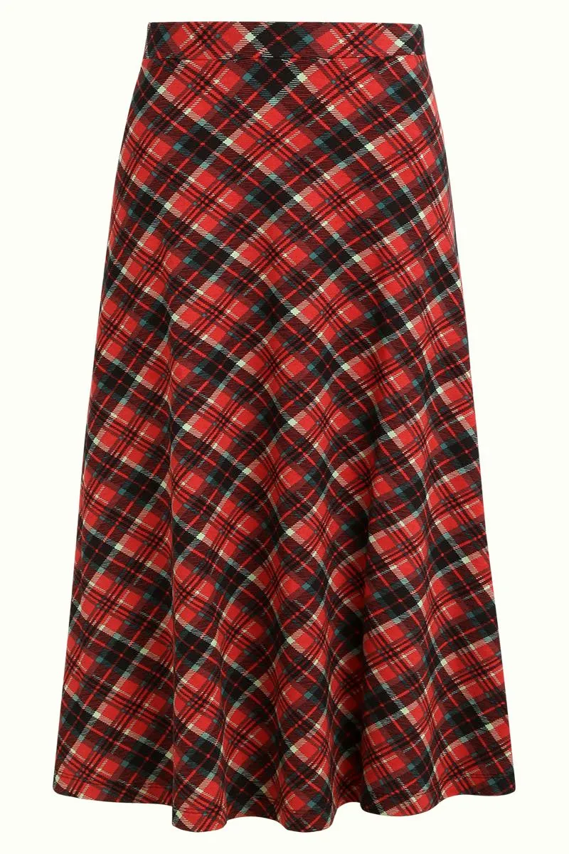Rode uitlopende midi rok | King Louie Juno midi skirt chatham icon red