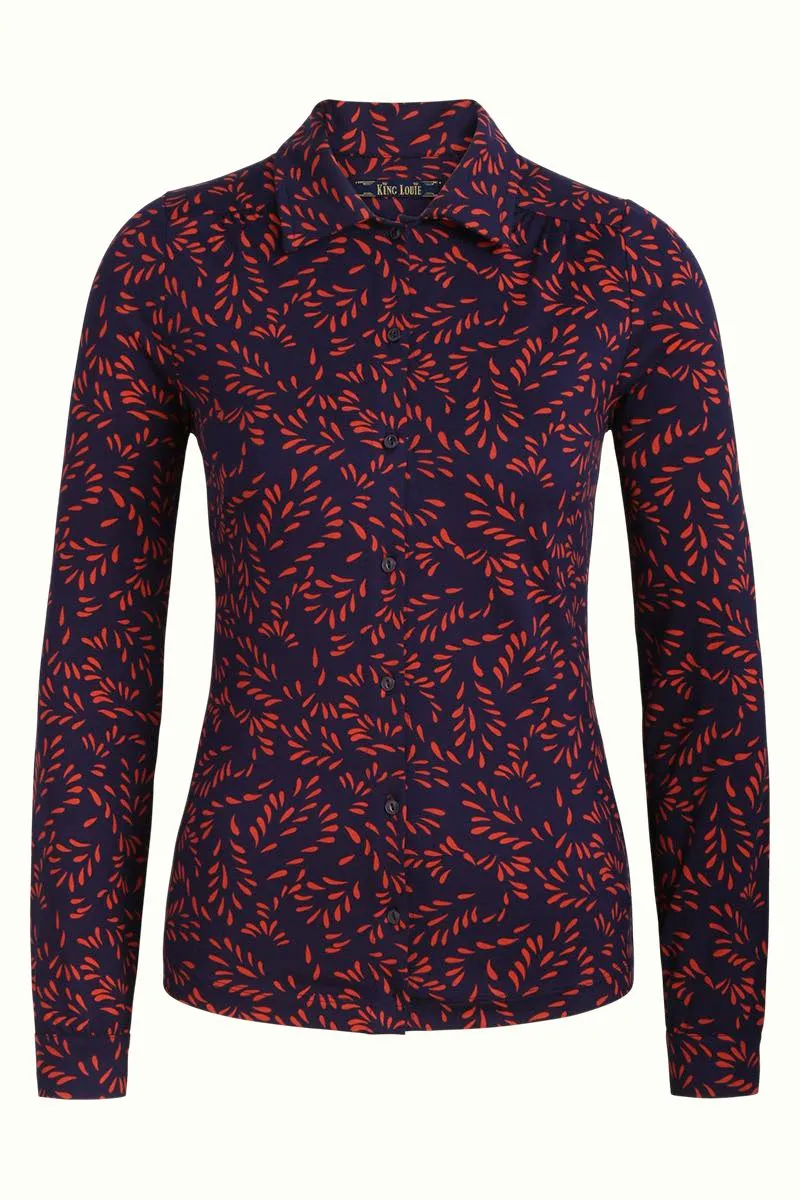 Blouse met botanische print | King Louie blouse sheppey blue