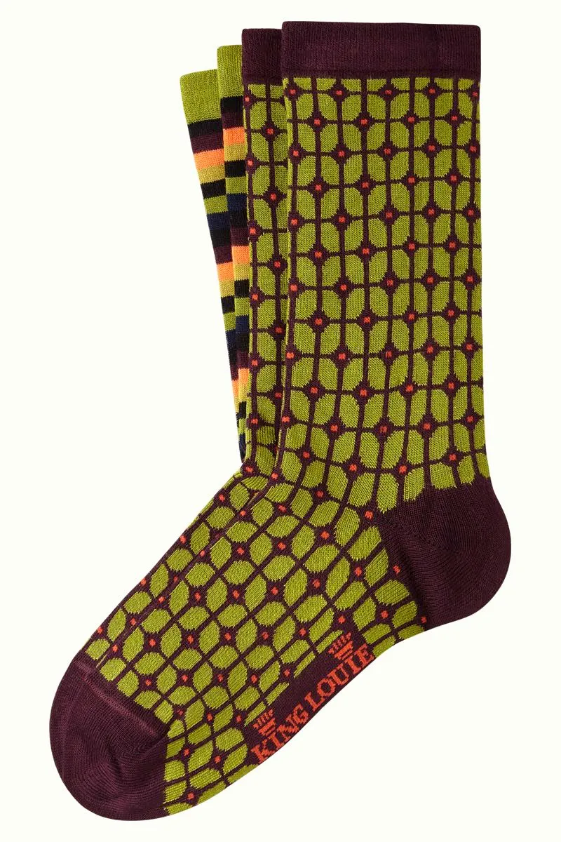 2 paar sokken in groentinten | King Louie socks 2-pack fudge woodbine green