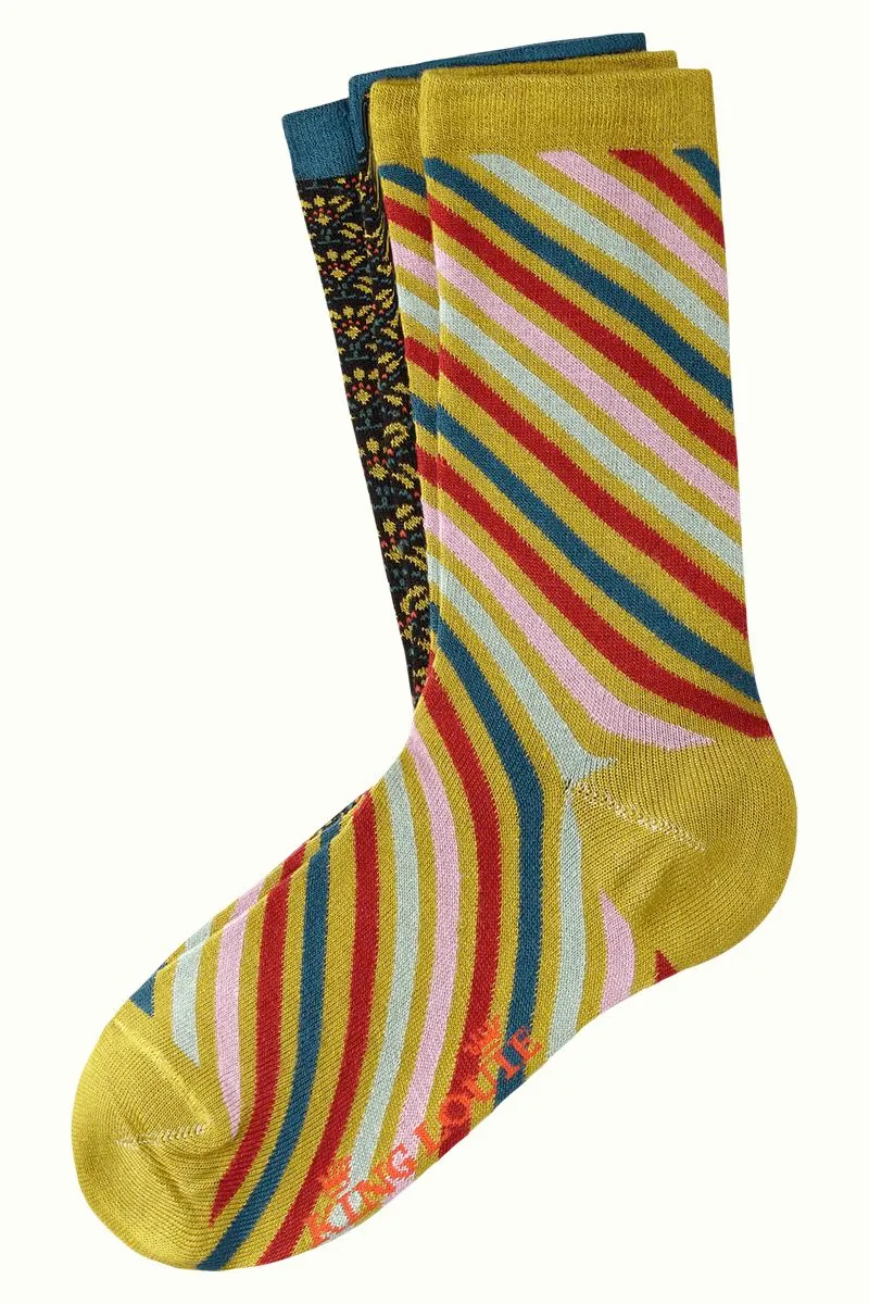 Sokken van hypoallergene bamboe | King Louie socks 2-pack afternoon dragonfly green