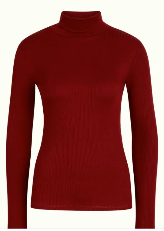 Coltop met ribstof | King Louie rollneck top uni rib tencel pecan brown