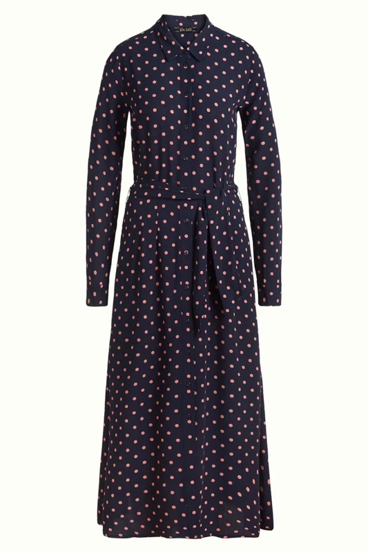 Blauwe jurk van viscose | King Louie Rosie midi dress pablo night blue