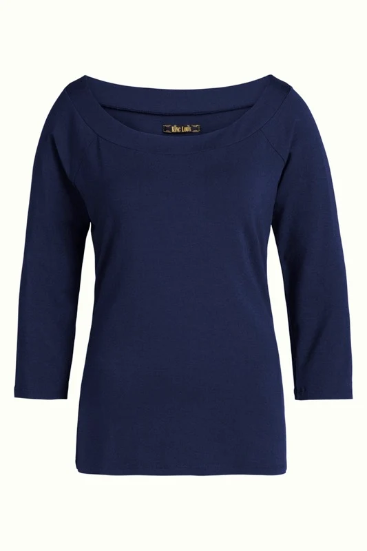 Top met boothals | King Louie Sarah top viscose lycra dark navy