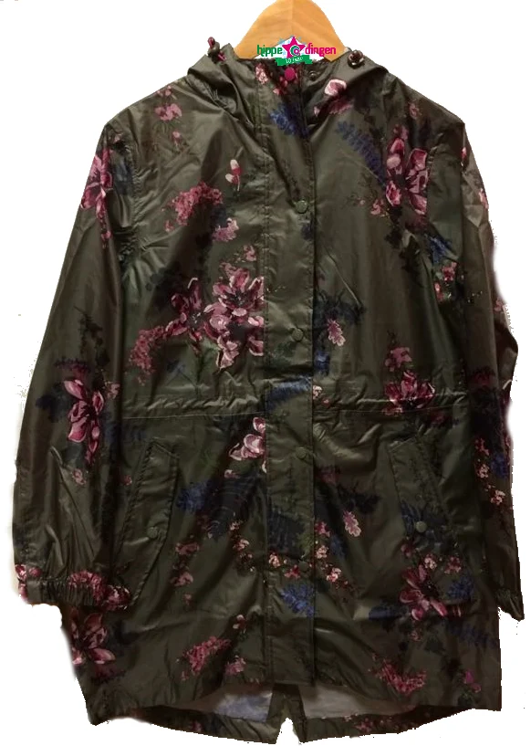 Joules Printed Waterproof Packaway Coat Brown