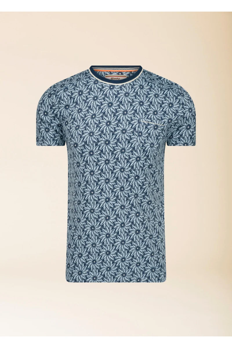Blauw T-Shirt Met Bloemenprint | 4 Funky Flavours Men I Got A Reason To Smile (Cause I Got You)