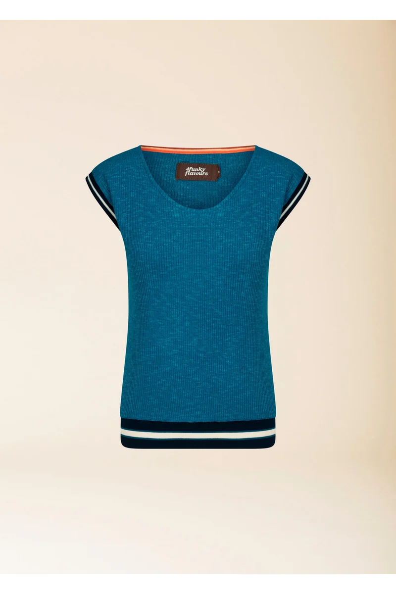 Blauwe Top Met Korte Mouw | 4 Funky Flavours Chic Mystique