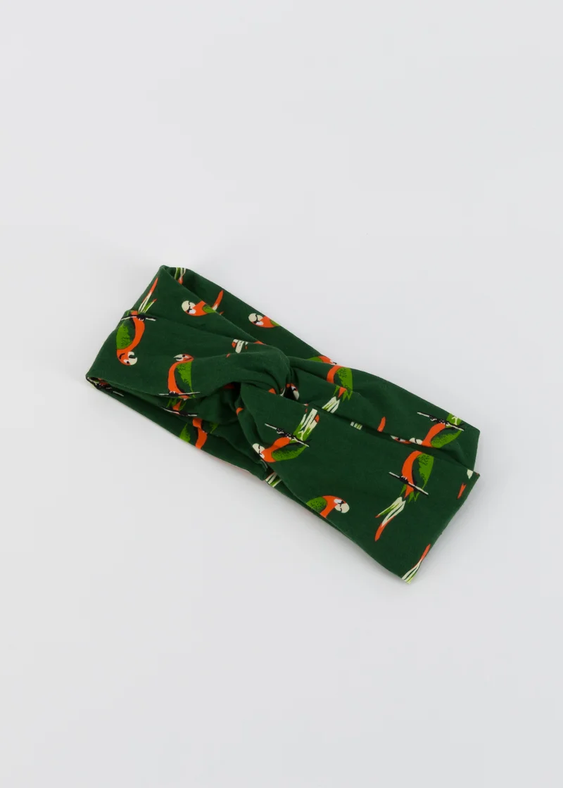 Brede Haarband Van Biologisch Katoen | Blutsgeschwister Sunset Knot Hairwrap Green Parrot Parody