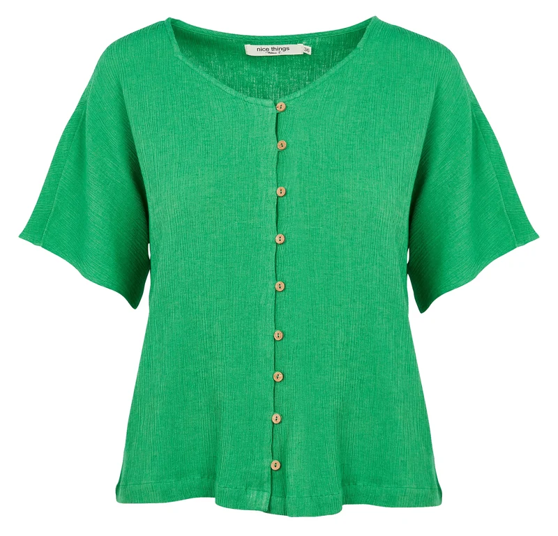 Groene Losvallende Blouse | Nice Things Solid Bambula Top Green
