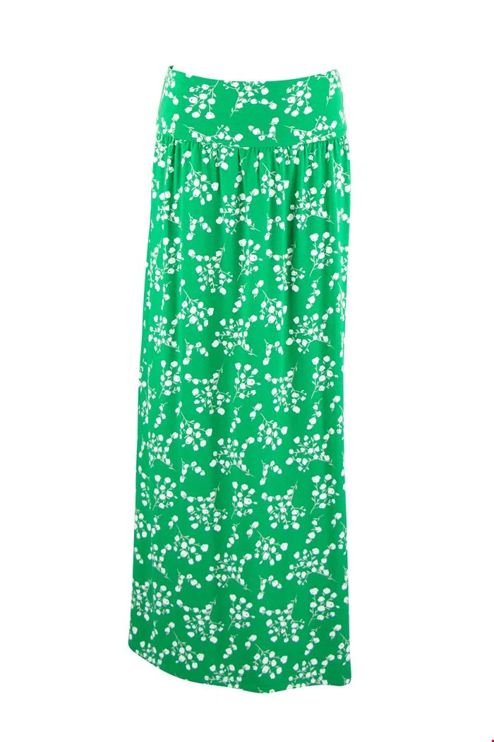 Lange Groene Rok Van Duurzame Viscose | Zilch Skirt Long Blossom Apple