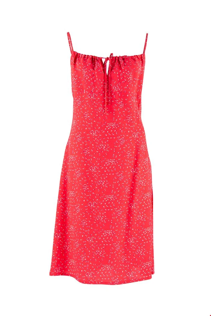 Rode Jurk Met Confetti Print | Zilch Dress Spaghetti Confetti Lipstick