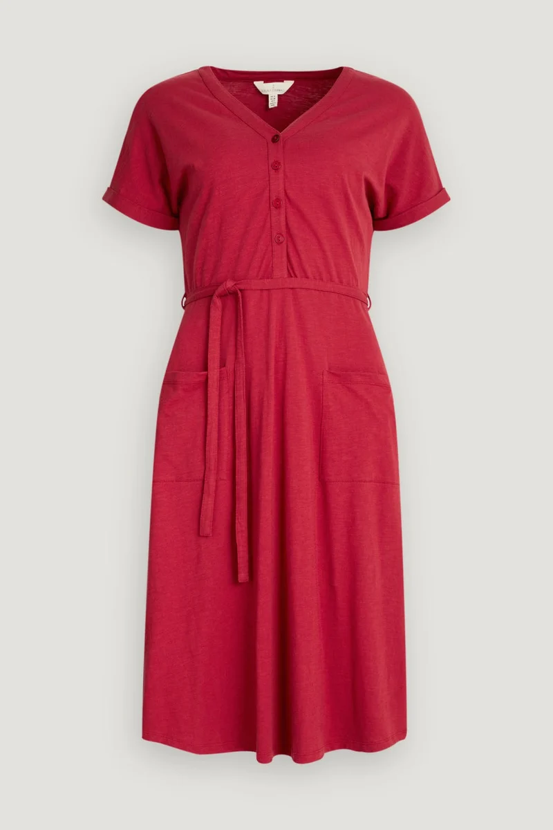 Rode jurk met handige zakken | Seasalt Cornwall Coastwatch dress dahlia