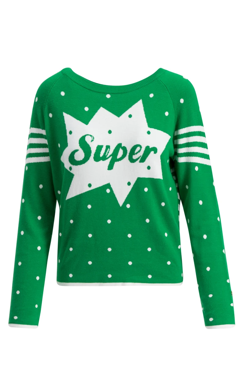 Blutsgeschwister Space Safari Sweater Super Green Dot Green