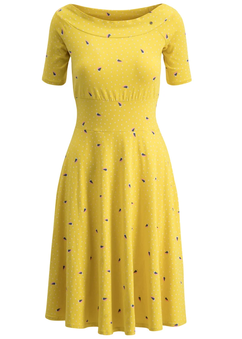Blutsgeschwister Roswitas Dolcevita Dress Yellow Fly Over Alpine