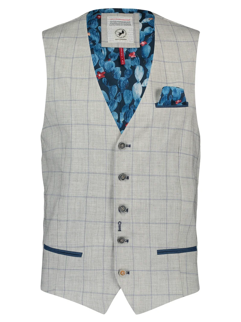 A Fish Named Fred Waistcoat Grey Windowpane