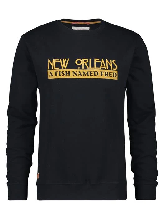 A Fish Named Fred Sweater New Orleans Navy .