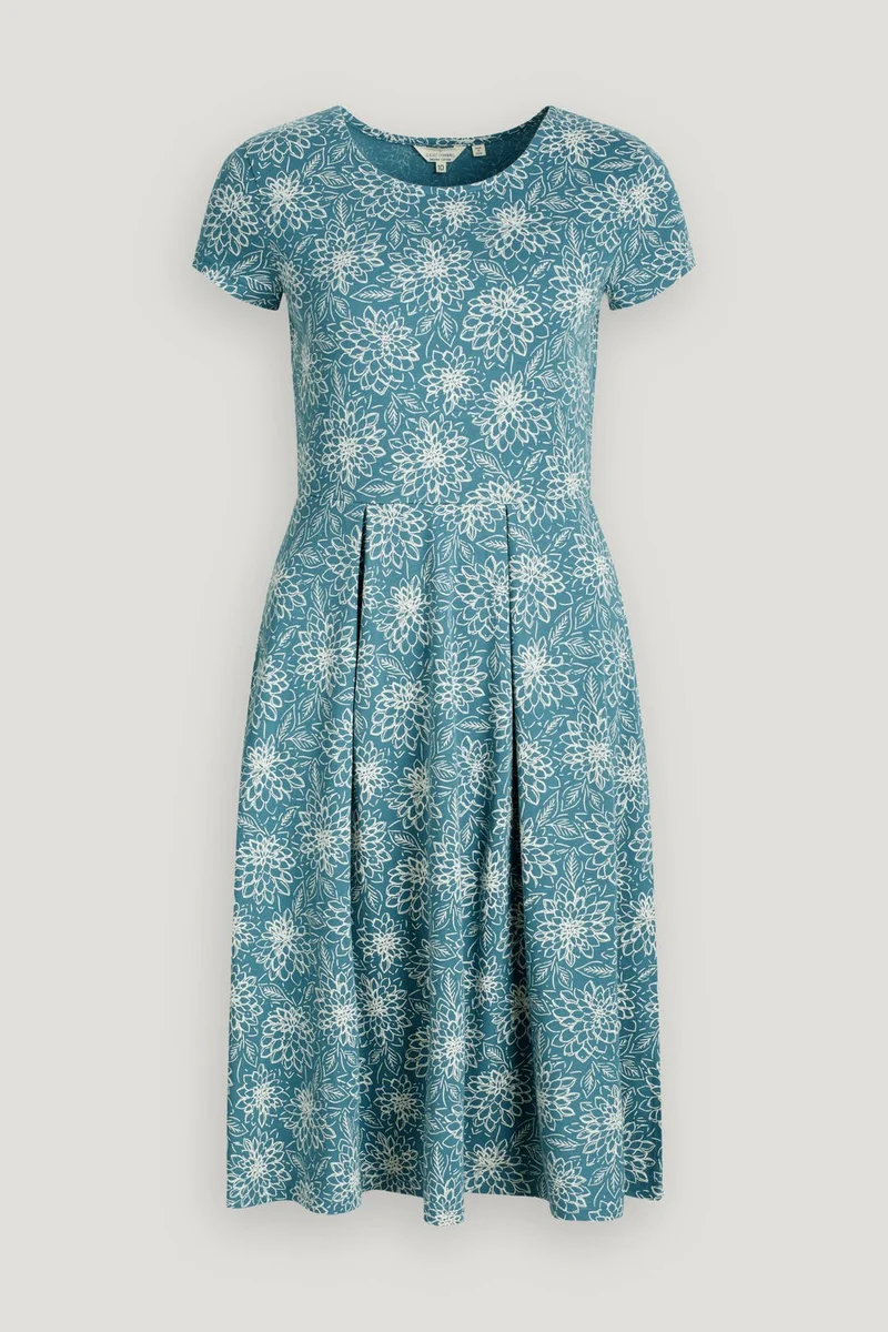 Jurk van biologisch katoen | Seasalt Cornwall riviera dress dahlias peacock