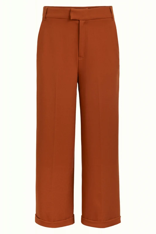 Oranje mid waist broek | King Louie Lisa culotte tuillerie umbre