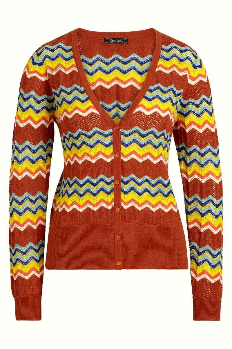 Kleurrijk gebreid vest | King Louie cardi V toluca umbre
