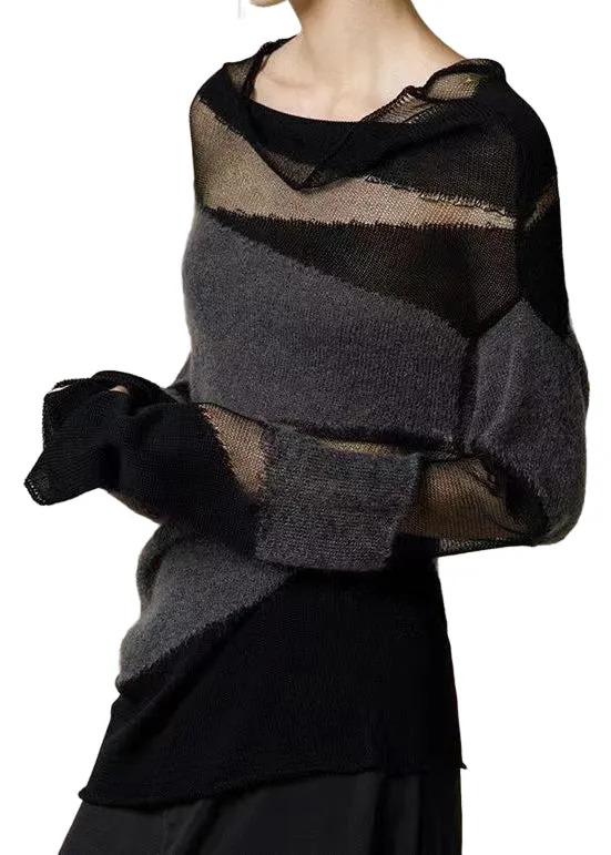 Dames Turtleneck Trui met Tule Patchwork