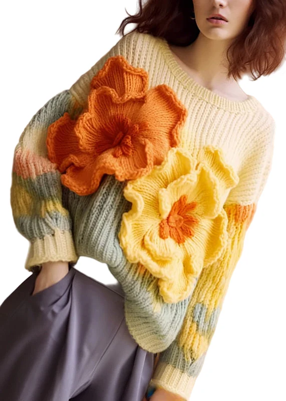 Dames Trui met Lange Mouwen en Bloemenprint