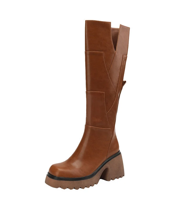 Dames Leren Boots Chunky met Rits en Rubberen Zool
