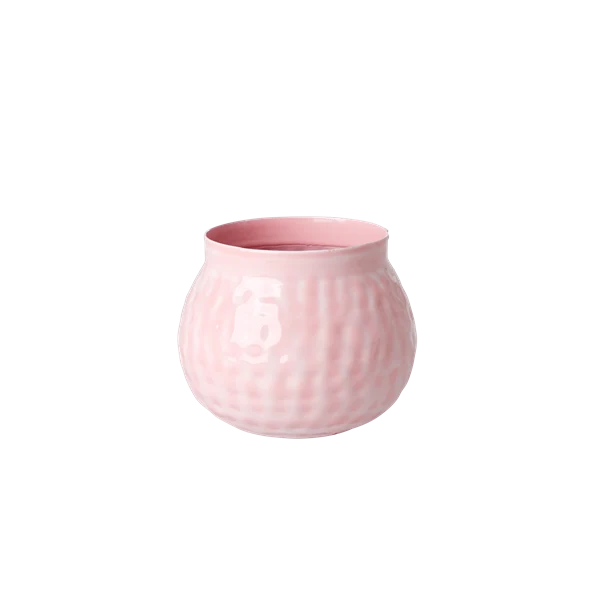 Rice small round enamel flower pot pink choose happy