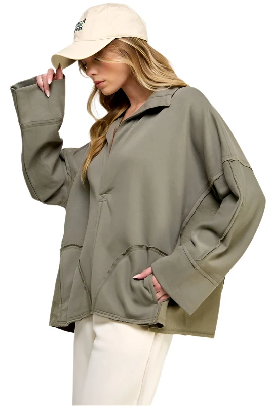 Dames Pullover V-Hals Dolman Mouwen