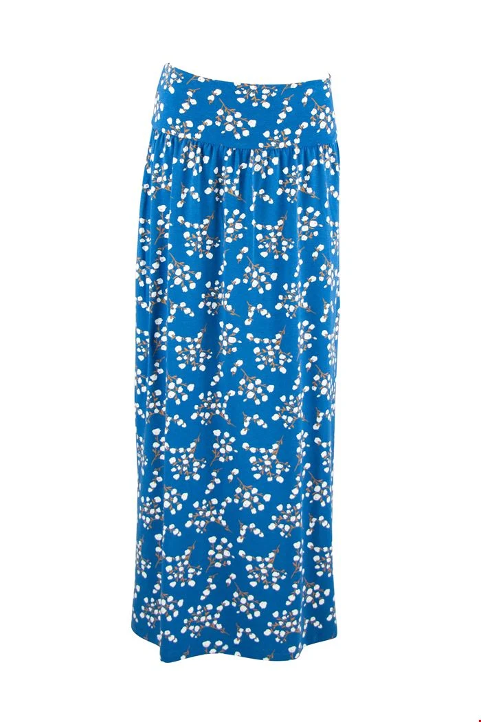 Lange Blauwe Rok Van Luchtige Viscose | Zilch Skirt Long Blossom Jeans