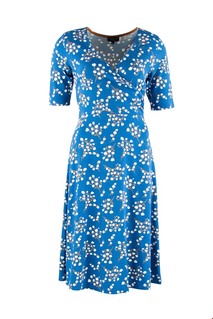 Blauwe Jurk Gemaakt Van Duurzame Viscose | Zilch Dress Cross Blossom Jeans