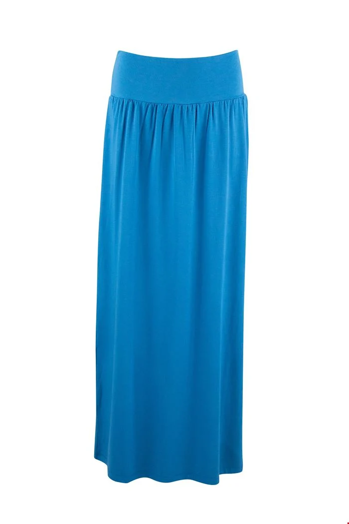 Lange Blauwe Rok Met Brede Tailleband | Zilch Skirt Long Jeans